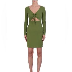 BCBG Paris Women's Rib Knit Dress Bodycon  Loden Green